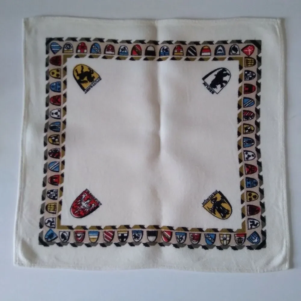 VIntage German Linen Napkin Set Coat Arms 6 Flag Crest Shield Cities Octoberfest